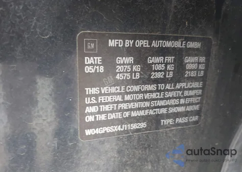 2018 Buick Regal Sportback Essence from USA, damaged, VIN W04GP6SX4J1156295